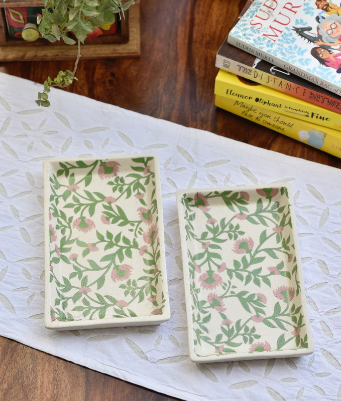 Handmade Ceramic Stoneware Platter 8*5inch -set Of 2