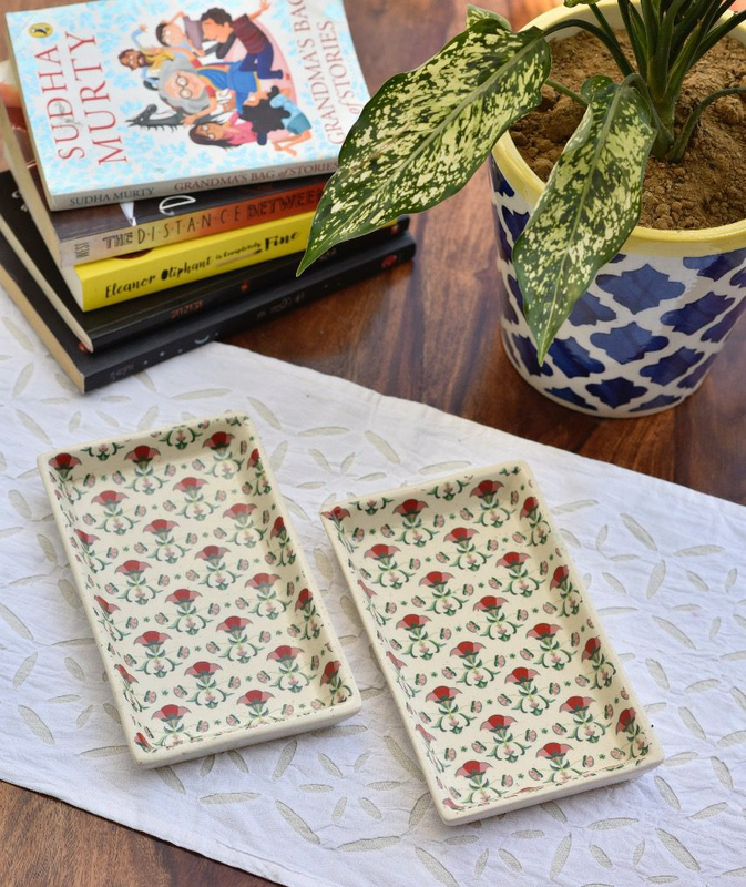 Handmade Ceramic Stoneware Platter 8*5inch -set Of 2