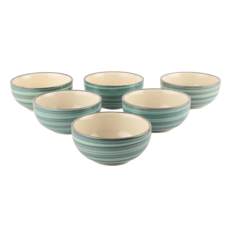 The Decor Lane Hand Painted Ceramic Bowl Set for Snacks Ceramic Serving Bowl Set for Dinner (200 ml, Set of 6,  )