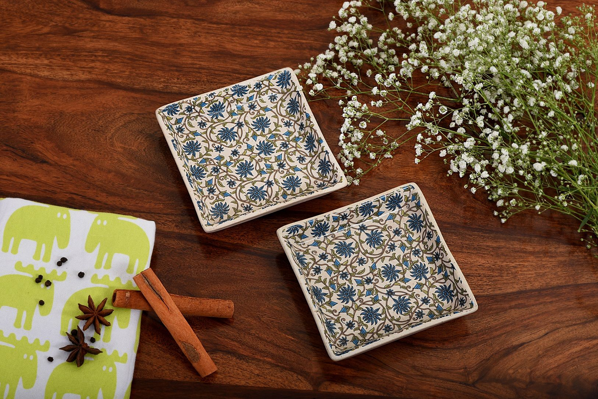 Handmade Ceramic Stoneware Platter 4*4 Inch - Set Of 2
