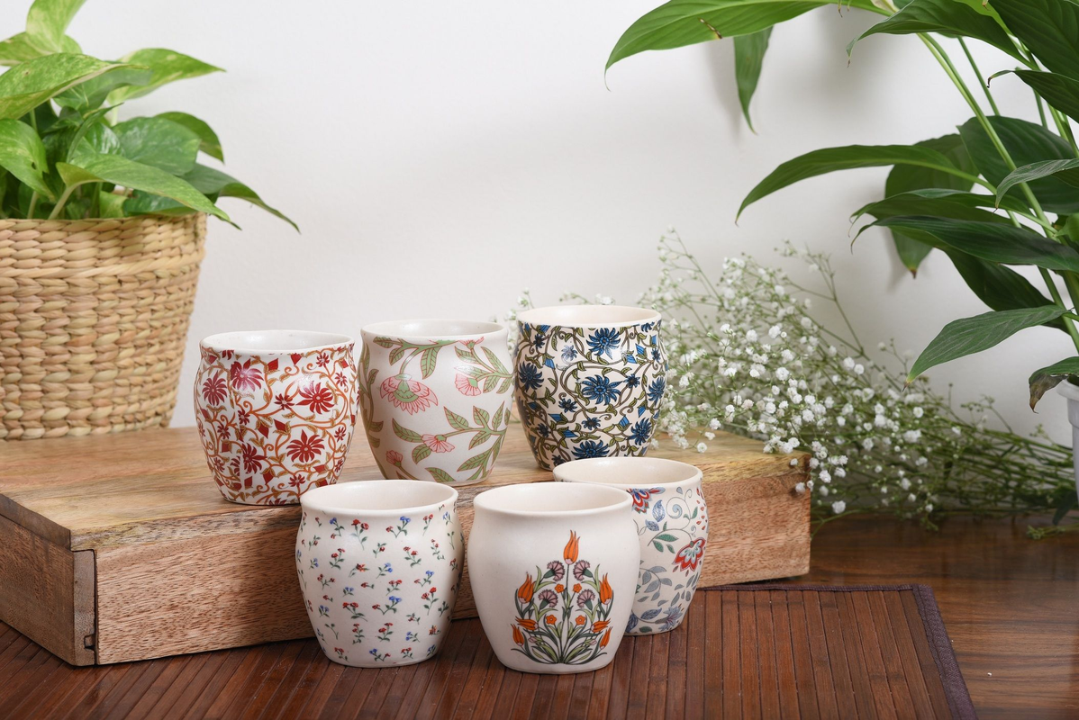 Handmade Ceramic Stoneware Kulhad - Set Of 6