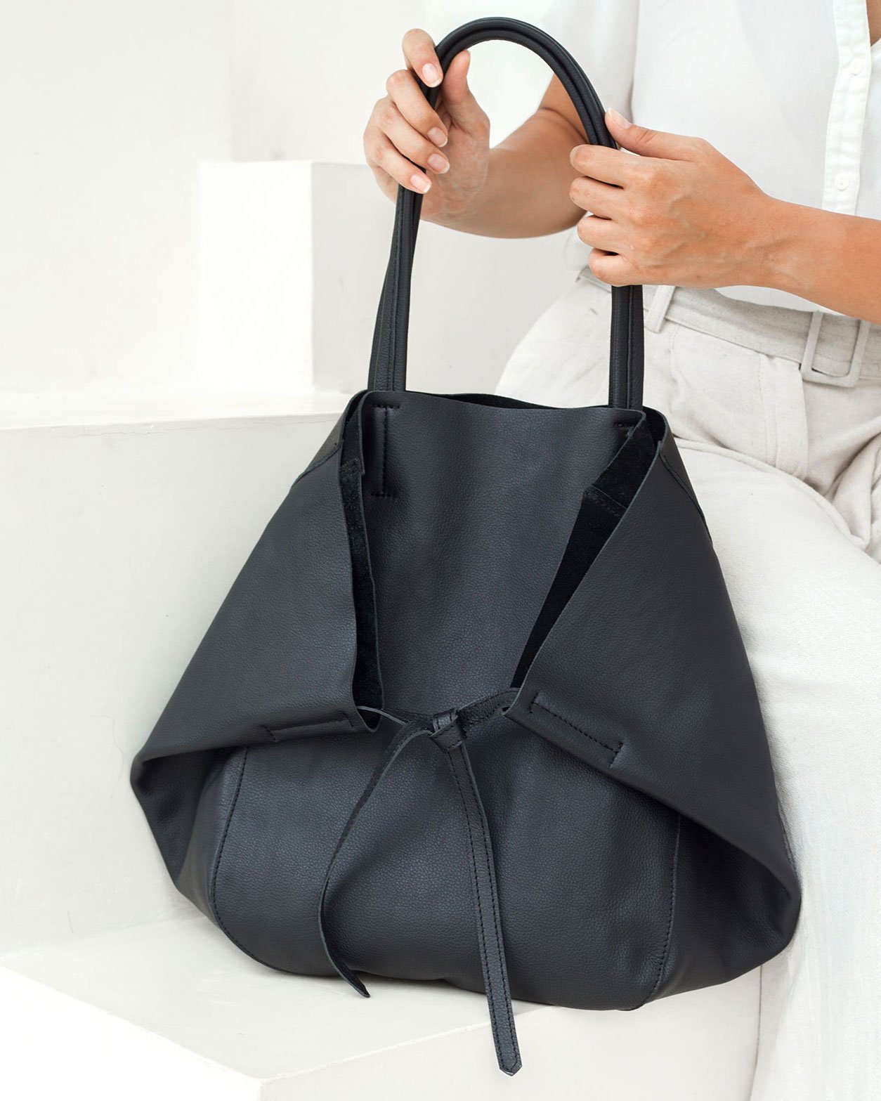 Milan Leather Tote - Black